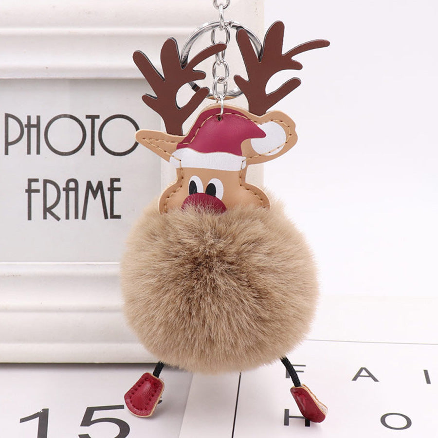 Cute Christmas Elk Plush Bag Pendant