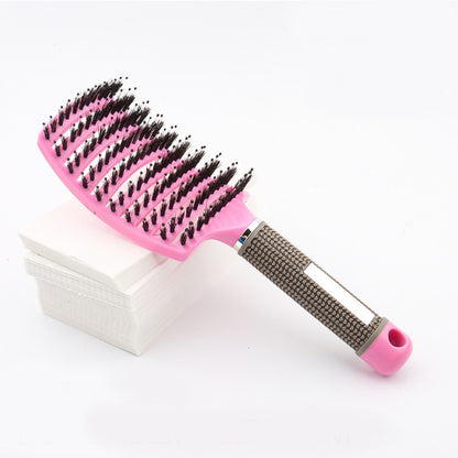 Large Curved Comb Hairbrush Boar Bristles Massage Comb Curly Hair Multifunctional Hair Brush