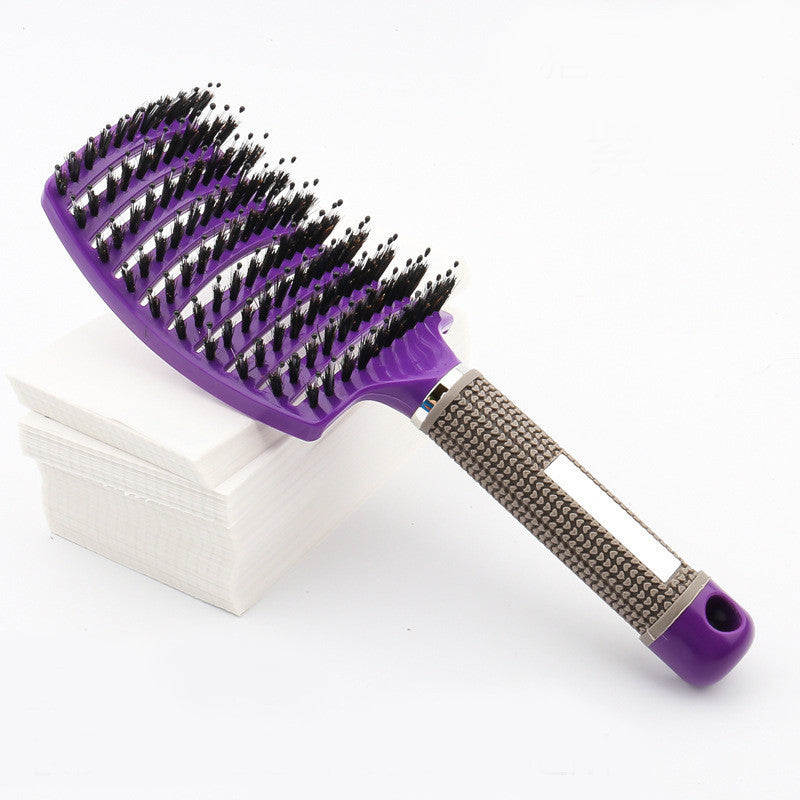 Large Curved Comb Hairbrush Boar Bristles Massage Comb Curly Hair Multifunctional Hair Brush