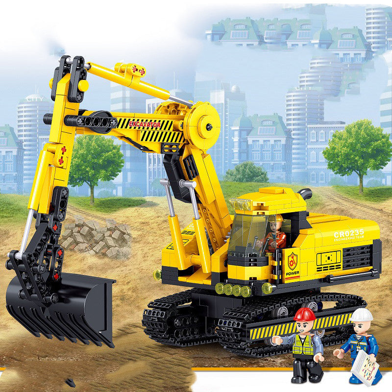 Building Blocks Assembled Children's Toy Puzzle Boy Intelligence Over 6 Years Old Brain Mining Engineering Vehicle