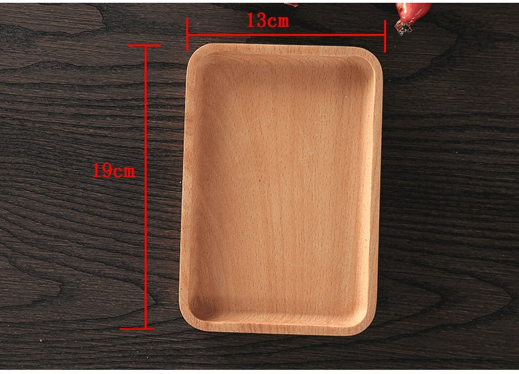 Round Rectangular Wooden Tray Breakfast Food Dinner Dessert Tea Tray Wood Tray Family Kitchen Accessories Organizer