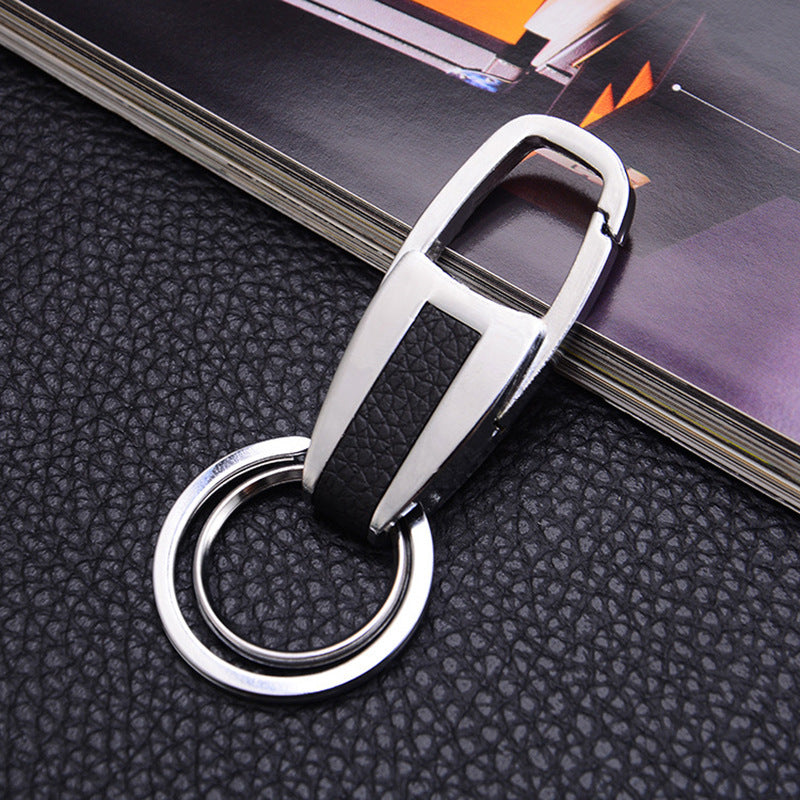 US Local Creative Leather Keychain, Men's Creative Gift Key Chain Pendant, Metal Car Key