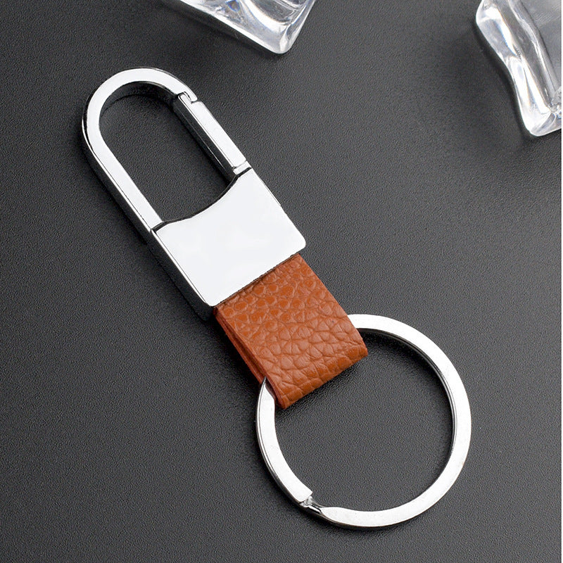 US Local Creative Leather Keychain, Men's Creative Gift Key Chain Pendant, Metal Car Key