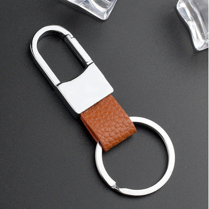 US Local Creative Leather Keychain, Men's Creative Gift Key Chain Pendant, Metal Car Key
