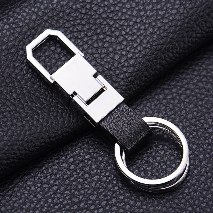 US Local Creative Leather Keychain, Men's Creative Gift Key Chain Pendant, Metal Car Key