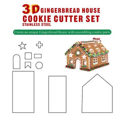 Christmas Stainless Steel 3D Three-dimensional Cookie Gingerbread House Cookie Mold