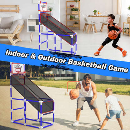 US Local 1Set Kids Basketball Game Set With 2 Balls Adjustable Height Basketball Hoop Arcade Game Indoor Outdoor Toys For Boys Girls Aged 3 To 12