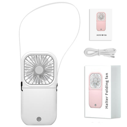 US Local Hands-free Neck-Fan Band Hands-Free Hanging USB Rechargeable Dual Cooling Fan Mini Air Cooler Summer Portable Foldable Fan