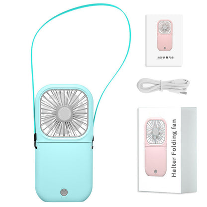US Local Hands-free Neck-Fan Band Hands-Free Hanging USB Rechargeable Dual Cooling Fan Mini Air Cooler Summer Portable Foldable Fan