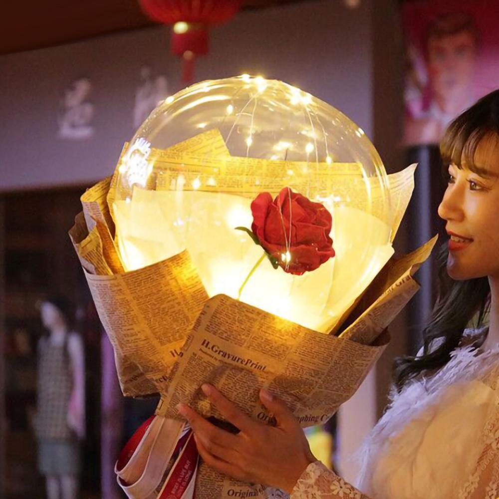 USA Local LED Luminous Balloon Rose Bouquet Transparent Bobo Ball Rose