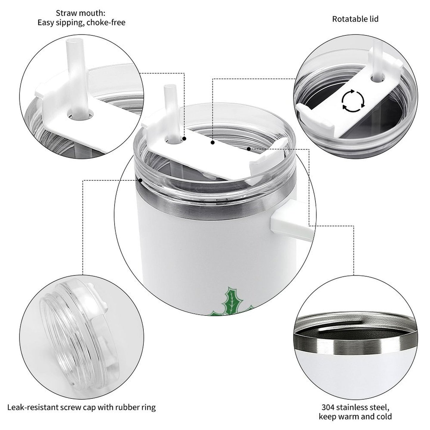 PHDT00323 POD US Local Tumbler 40 oz Large Capacity Car Cup Christmas Tree Green