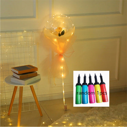 US Local LED Luminous Balloon Rose Bouquet Transparent Bobo Ball Rose