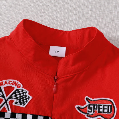 US Local Toddler Child Girls Boys Racing Driver Jumpsuit, Racer Outfit, Halloween Christmas Carnival Party Race Car Driver Clothing Set