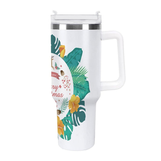 PHDT00303 POD US Local Tumbler 40 oz Large Capacity Car Cup Christmas Plants Flowers