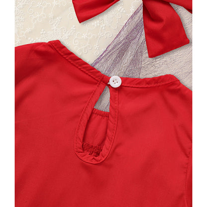 US Local Toddler Kids Baby Girls Christmas Dress Christmas Wreath Embroidered Party Dresses With Headband