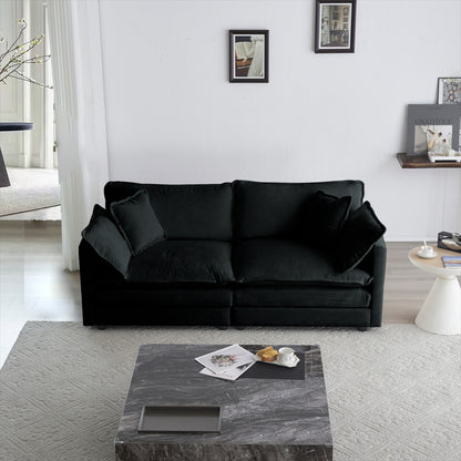 US Local Modern Fabric Loveseat Sofa Couch For Living Room, Upholstered Large Size Deep Seat 2-Seat Sofa With 4 Pillows
