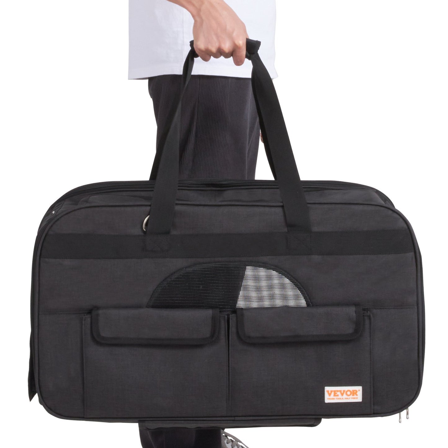 US Local Cat Carrier With Wheels, Rolling Pet Carrier With Telescopic Handle And Shoulder Strap, Dog Carrier With Wheels For Pets Under 35 Lbs, With 1 Folding Bowl, Black