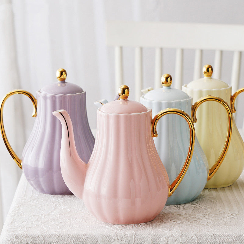 Macaron Coffee Set Afternoon Teapot Cup Saucer Set Morandi  Blue Yellow Purple Color Fashio