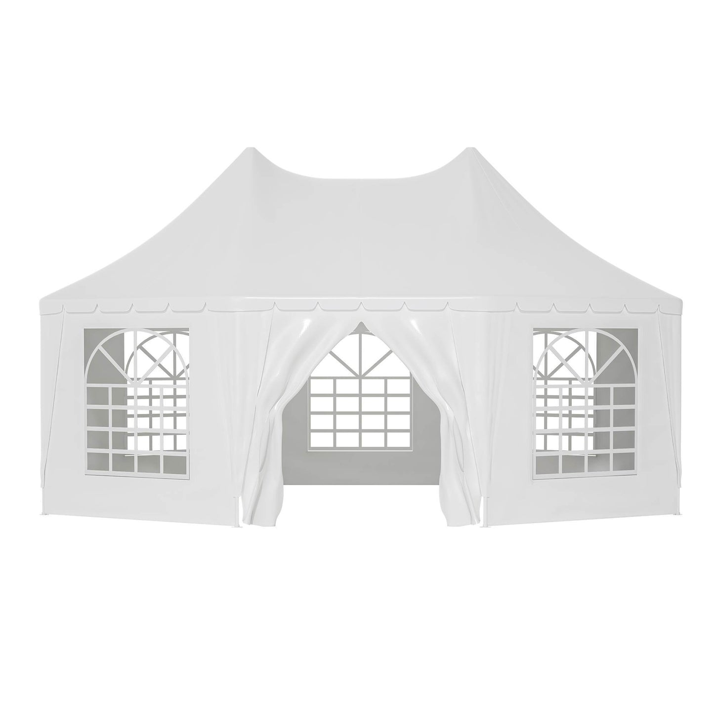 US Local Double Peaked Arabian Shelter,Party Tent,PVC Coated Polyester Roof,Roll-Up Doors And Windows,Removable Side Walls,And Complete Accessorie,White