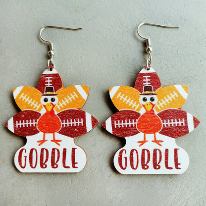 Wooden Sports Cute Earrings Thanksgiving Earrings