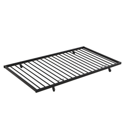 US Local Twin Over Full With Trundle Metal Bunk Bed , No Box Spring Needed, Easy Assemble