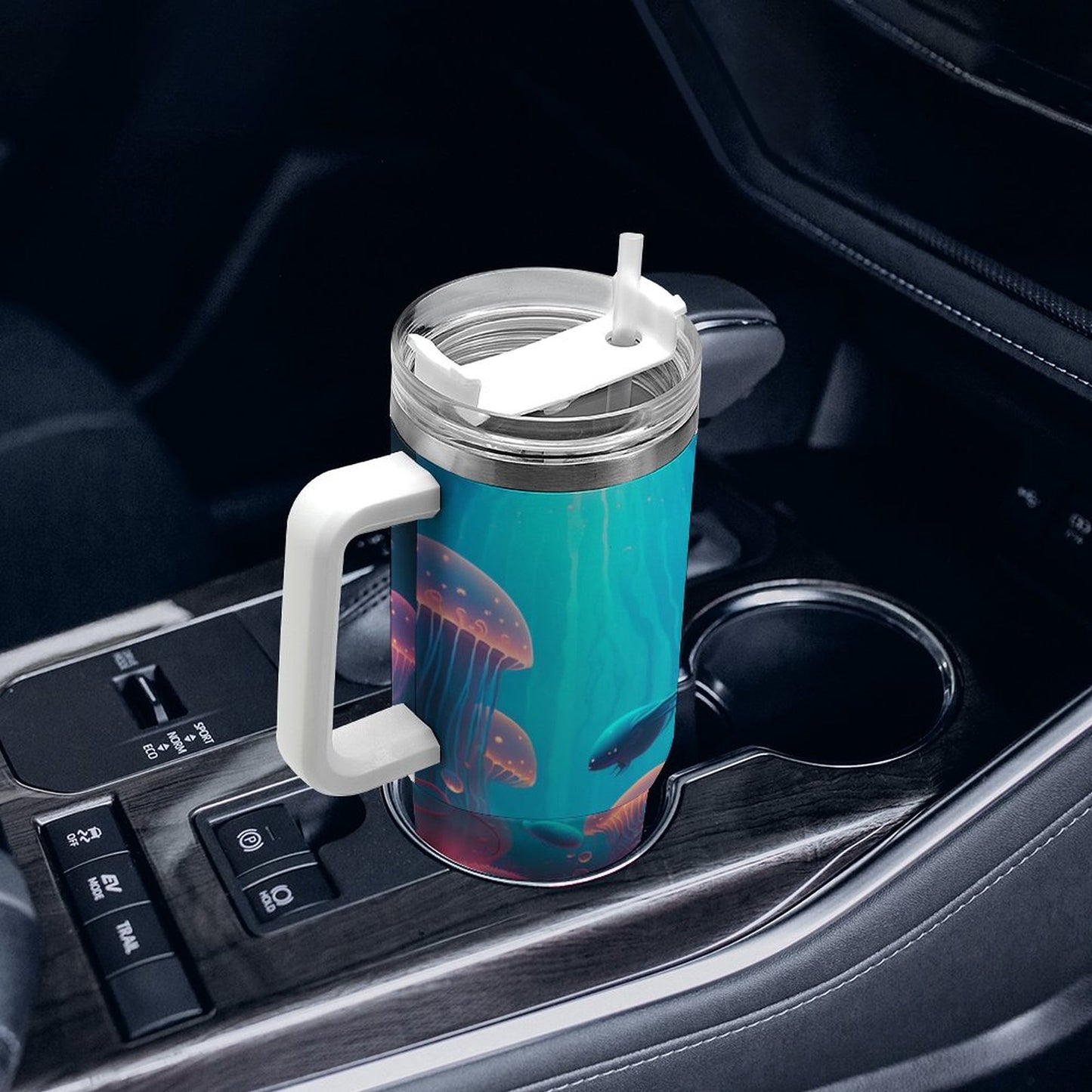 PHDT00429 POD US Local Tumbler 40 oz Large Capacity Car Cup Pink, Jellyfish, Blue Sea
