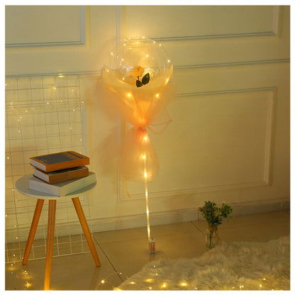US Local LED Luminous Balloon Rose Bouquet Transparent Bobo Ball Rose