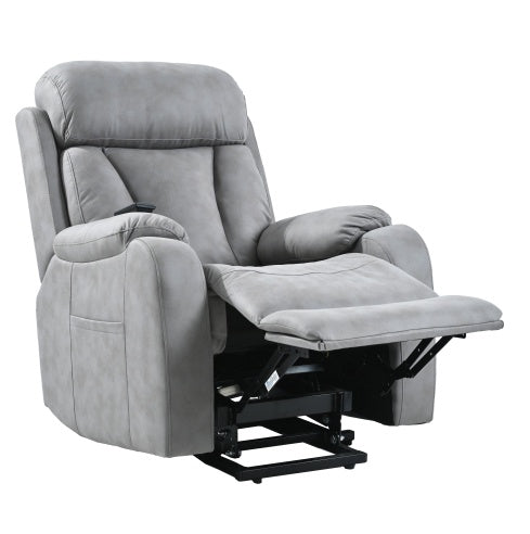 Electric Power Lift Recliner Chair For Elderly, Fabric Recliner Chair For Seniors, Home Theater Seating,Living Room Chair,Side Pocket, Remote Control,Light Gray
