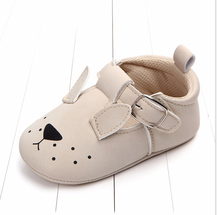 US Local Spring and autumn cartoon animal baby shoes matte leather non-slip soft bottom