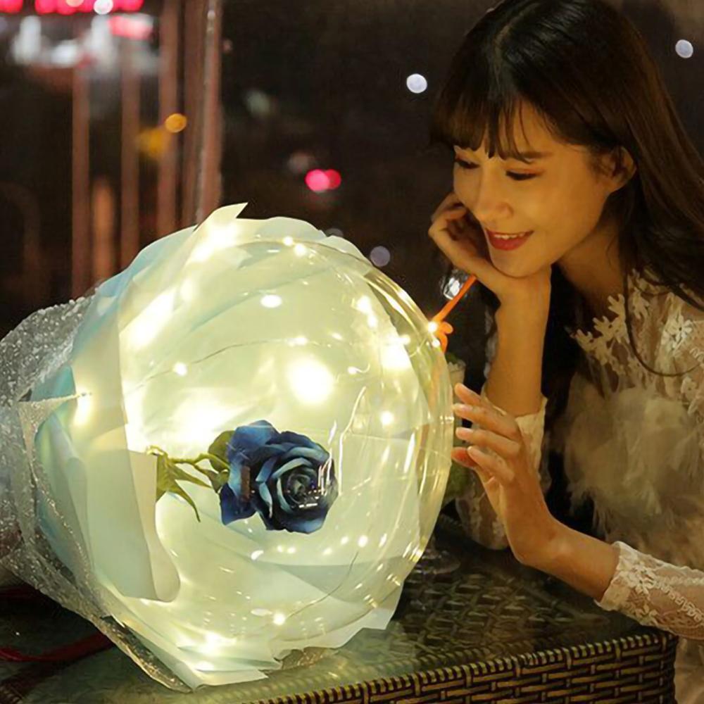 USA Local LED Luminous Balloon Rose Bouquet Transparent Bobo Ball Rose