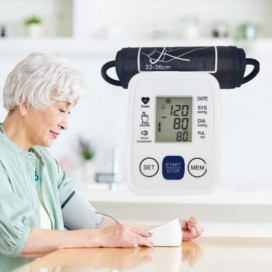 UK Local Multifunctional Advanced Upper Arm Blood Pressure Monitor With Adjustable Armband, Large Display And Dual 99 Reading Memory Function For Convenient Home Monitoring