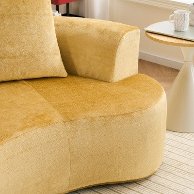 US Local Moon Shaped Sofa, Modern Sleeper Cat Waist Sofa With Deep Seat, Non Assembly Sponge Compression Sofa