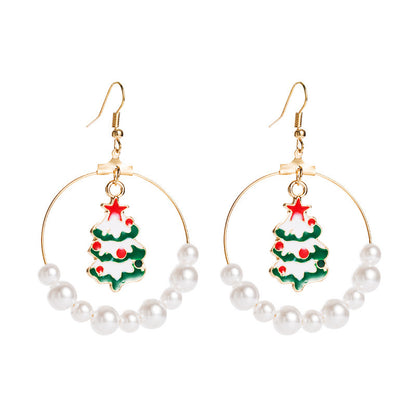 Christmas tree pearl earrings
