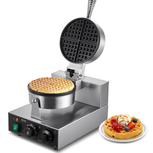 US Local Commercial Waffle Maker Round Waffle Iron Baker Machine Non-Stick 1230W