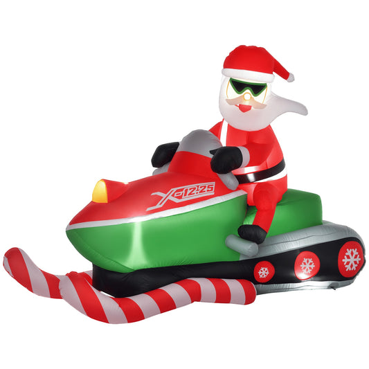 CA Local 5.2 ft Christmas Inflatable Santa Claus With Snowmobile, LED Lighted For Home Indoor Outdoor Garden Lawn Decoration Party Prop