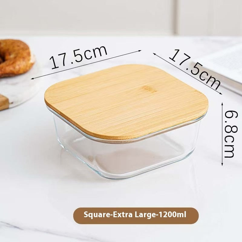 Round Glass Lunch Box Microwave Oven Heating Oven Special Use