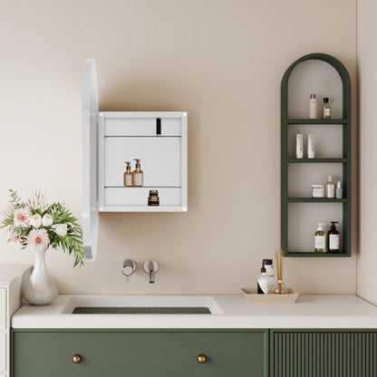 US Local 20x34 Inch Oval Recessed Metal Frame Bathroom Wall Cabinet With Mirror And Adjustable Shelves