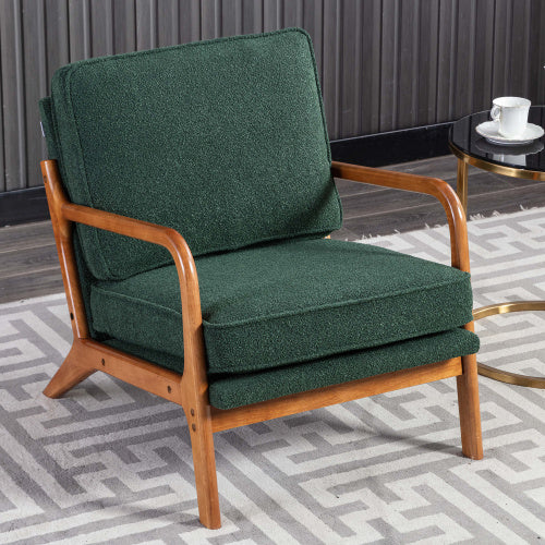 UK Local GOMYWAY Accent Chair Mid-Century Modern Chair Armchair With Solid Wood Frame For Living Room, Bedroom, Belcony 1, Emerald