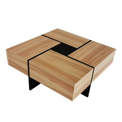 US Local Unique Design Coffee Table With 4 Hidden Storage Compartments
