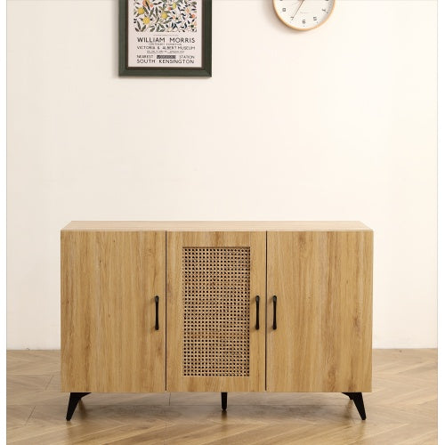 US Local Natural Rattan Mesh Three-door Cabinet - Large Storage Space, Kitchen Storage Cabinets