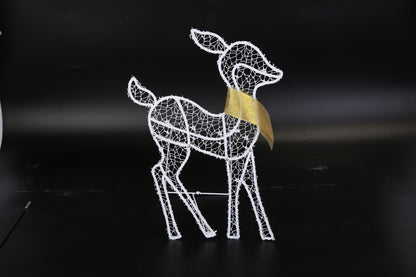 US Local 3 Sets Of Reindeer Family Lighted 2D Christmas Deer Decoration Warm Yellow Light 3 Lighting Modes Buck Doe Fawn Indoor Outdoor Christmas Decoration