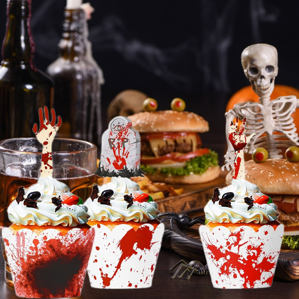 48 Pcs Halloween Cupcake Toppers
