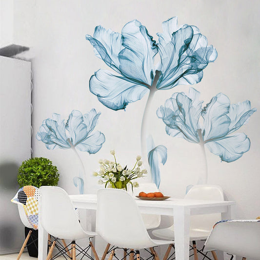 US Local Creative Nordic blue flower wall stickers