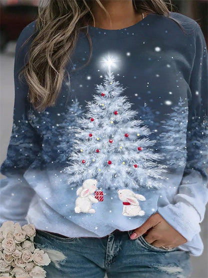 Christmas Printed Pattern Loose Sweater Coat