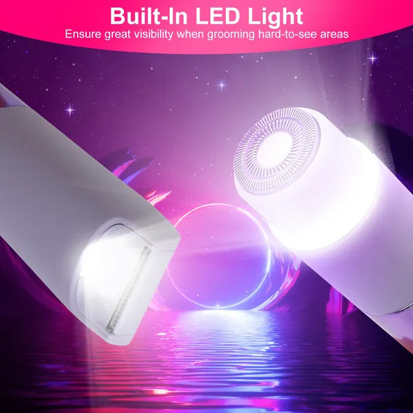 US Local 2 In 1 Bikini Trimmer For Women Dual Head Cordless Body Shaver IPX5 Waterproof Rechargeable Pubic Hair Razor Wet And Dry Use For Bikini Underarm Leg Arm Body Face