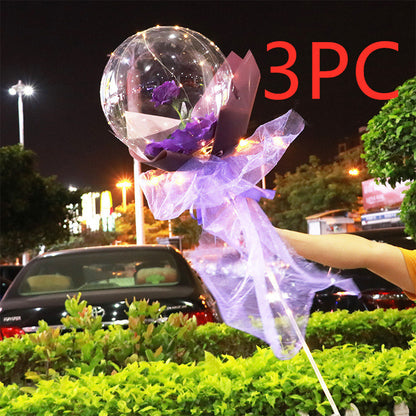 US Local LED Luminous Balloon Rose Bouquet Transparent Bobo Ball Rose