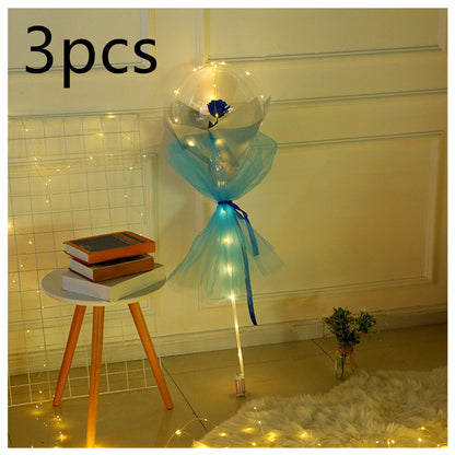 US Local LED Luminous Balloon Rose Bouquet Transparent Bobo Ball Rose