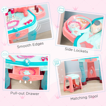 US Local Kids Vanity Set with Self-Opening Magic Mirror