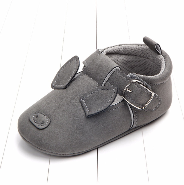 US Local Spring and autumn cartoon animal baby shoes matte leather non-slip soft bottom