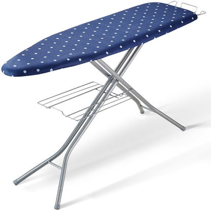 US Local VEVOR Ironing Board With Bottom Storage Tray, Thickened 4 Layers Iron Board With Heat Resistant Cover And Cotton Cover, 10 Adjustable Heights Ironing Board For Home Laundry Room Use